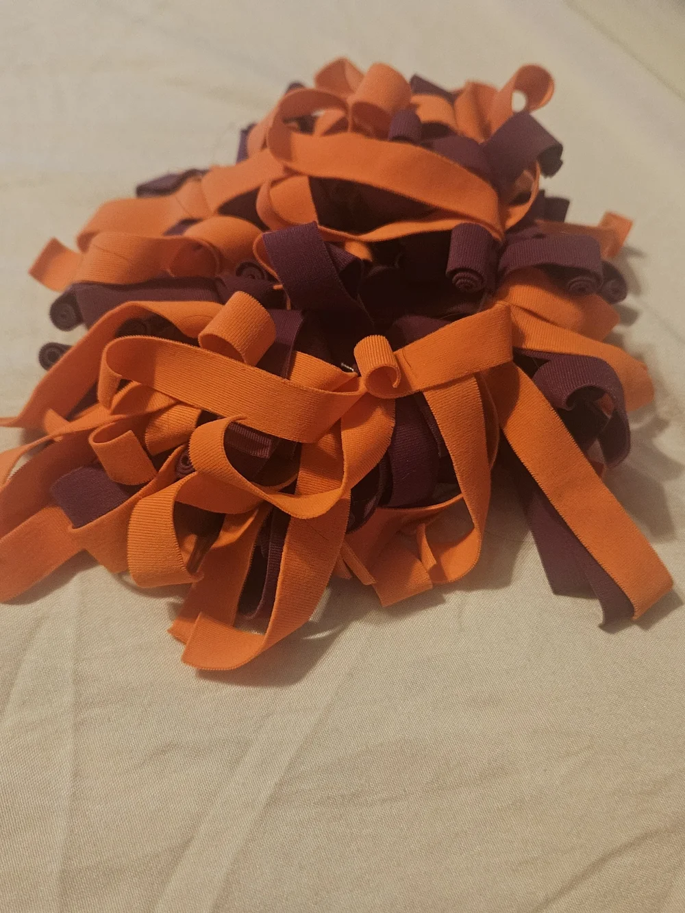 Orange and Purple PomPom Hair Ties..Vtech Colors